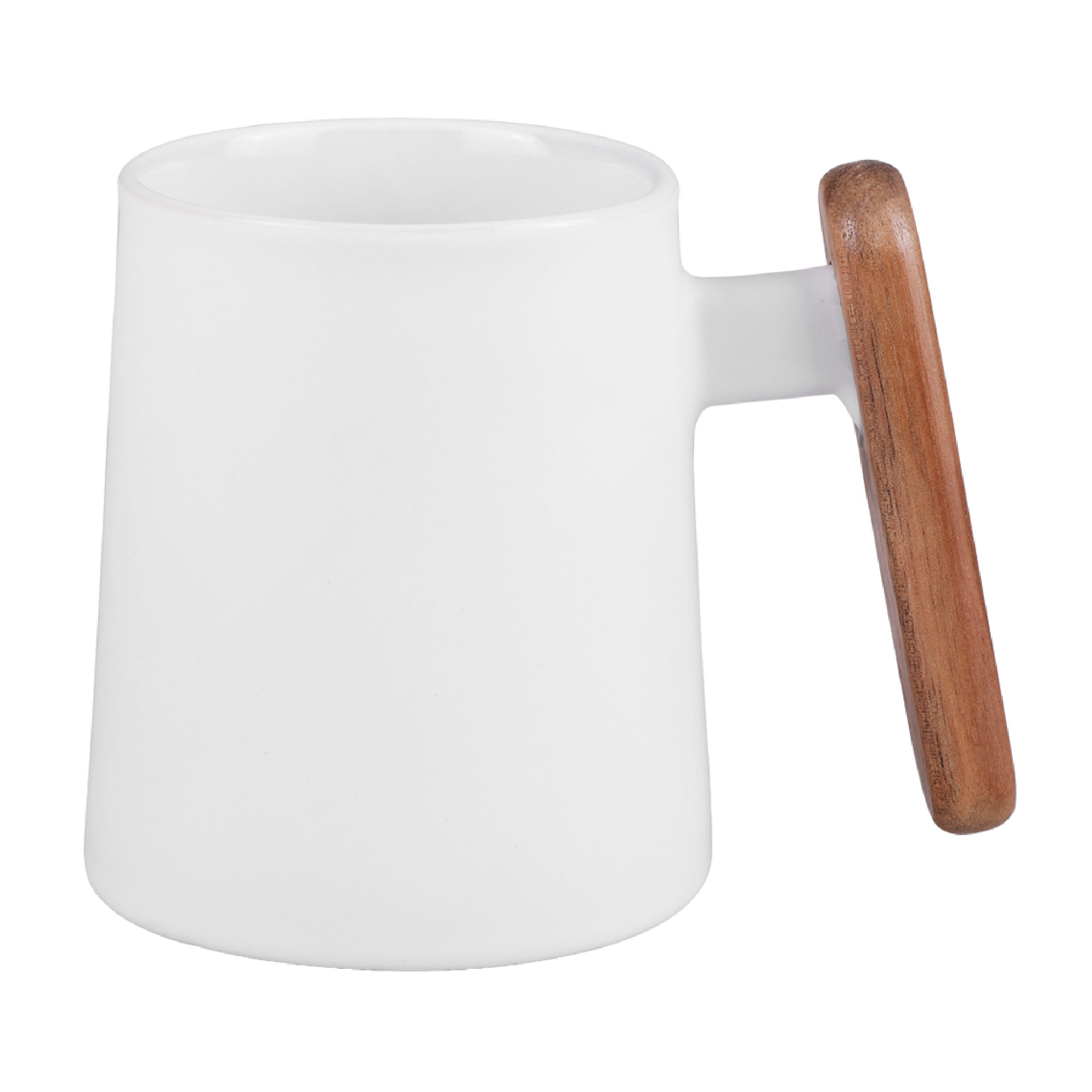 11 Oz. Ceramic Mug With Wooden Handle - White